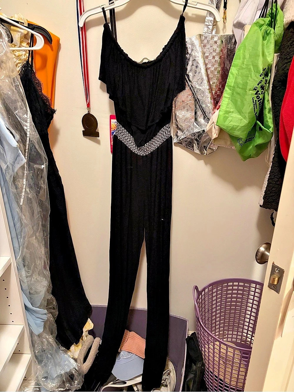 Vintage Havana Black Strapless Wide Leg Jumpsuit